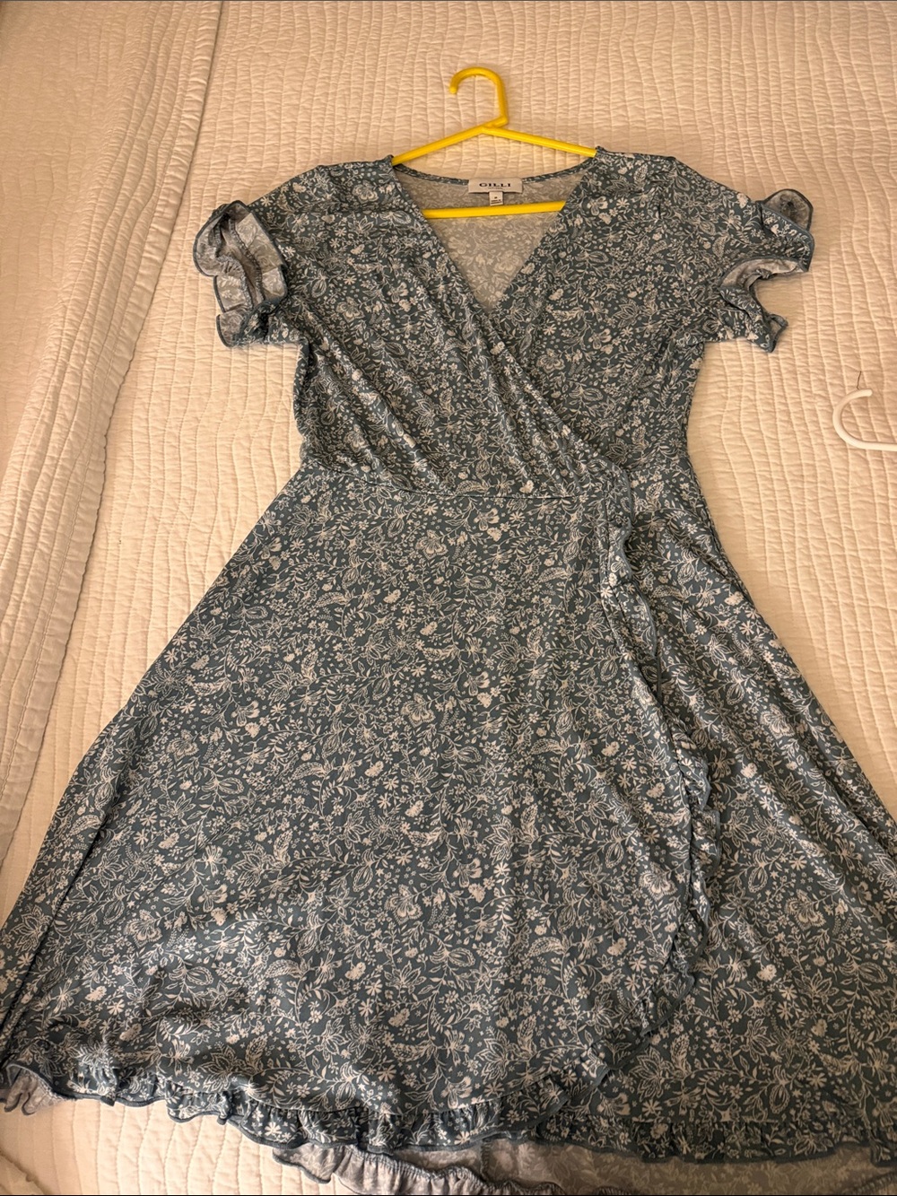 Gilli Dusty Green Floral Wrap Mini Dress